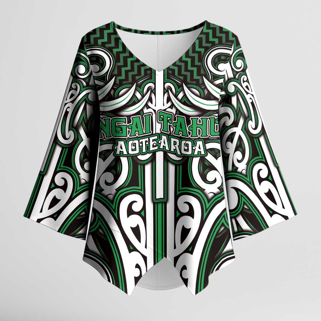 Custom Aotearoa Ngai Tahu Kimono Sleeve Blouse Maori Tribal Pattern Mix Poutama