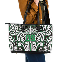 Custom Aotearoa Ngai Tahu Leather Tote Bag Maori Tribal Pattern Mix Poutama LT05 - Polynesian Pride