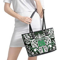 Custom Aotearoa Ngai Tahu Leather Tote Bag Maori Tribal Pattern Mix Poutama LT05 - Polynesian Pride