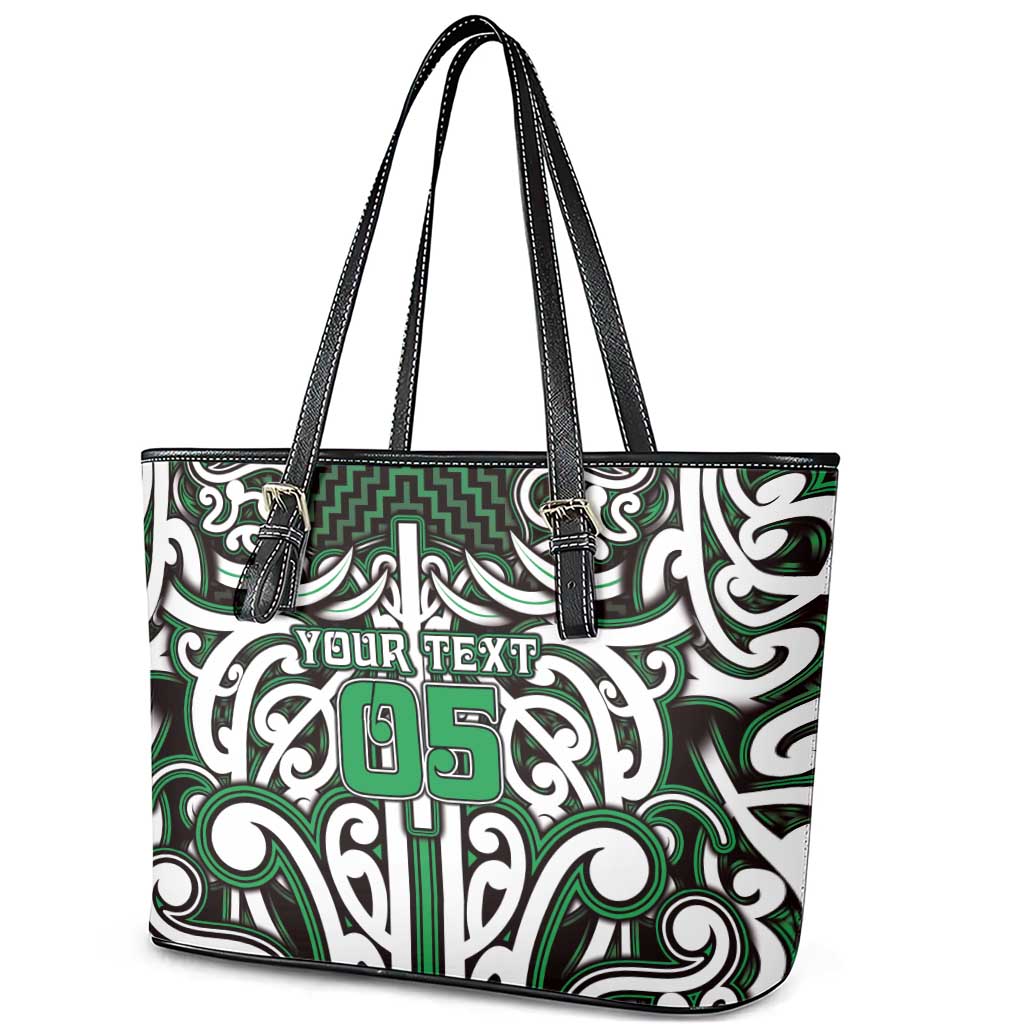 Custom Aotearoa Ngai Tahu Leather Tote Bag Maori Tribal Pattern Mix Poutama LT05 - Polynesian Pride