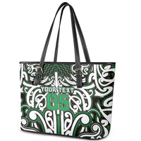 Custom Aotearoa Ngai Tahu Leather Tote Bag Maori Tribal Pattern Mix Poutama LT05 - Polynesian Pride