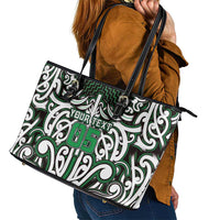 Custom Aotearoa Ngai Tahu Leather Tote Bag Maori Tribal Pattern Mix Poutama LT05 - Polynesian Pride