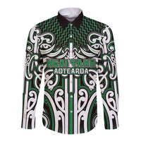 Custom Aotearoa Ngai Tahu Long Sleeve Button Shirt Maori Tribal Pattern Mix Poutama