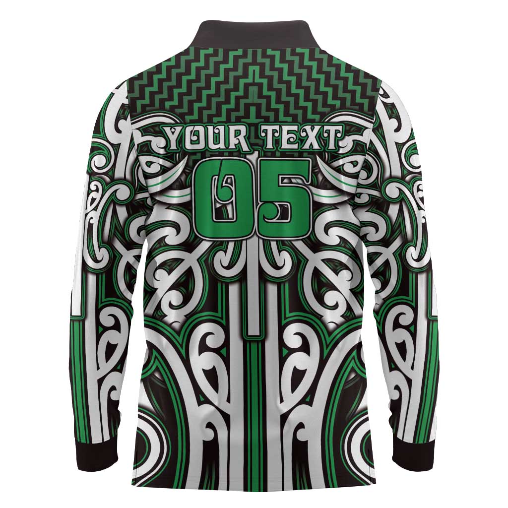 Custom Aotearoa Ngai Tahu Long Sleeve Polo Shirt Maori Tribal Pattern Mix Poutama LT05 - Polynesian Pride