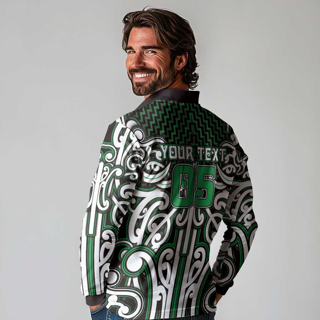 Custom Aotearoa Ngai Tahu Long Sleeve Polo Shirt Maori Tribal Pattern Mix Poutama LT05 - Polynesian Pride