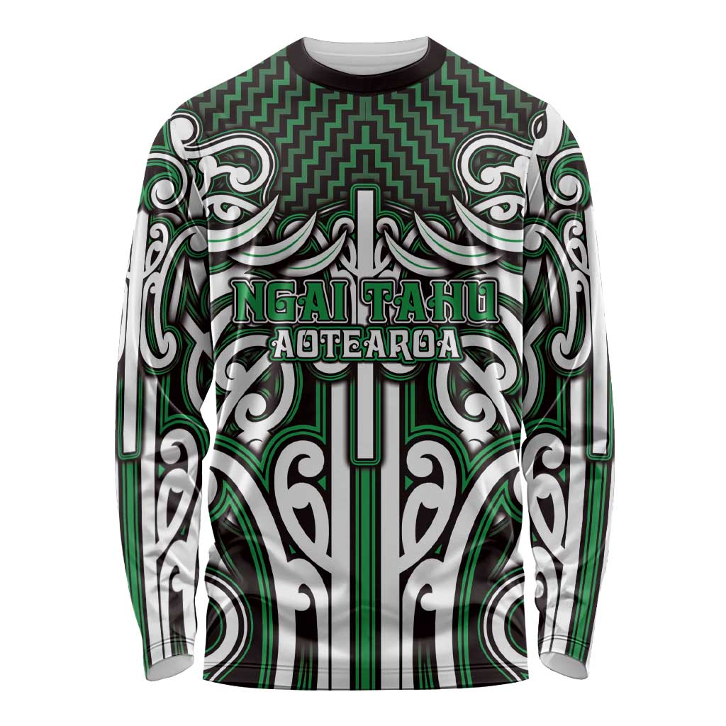 Custom Aotearoa Ngai Tahu Long Sleeve Shirt Maori Tribal Pattern Mix Poutama