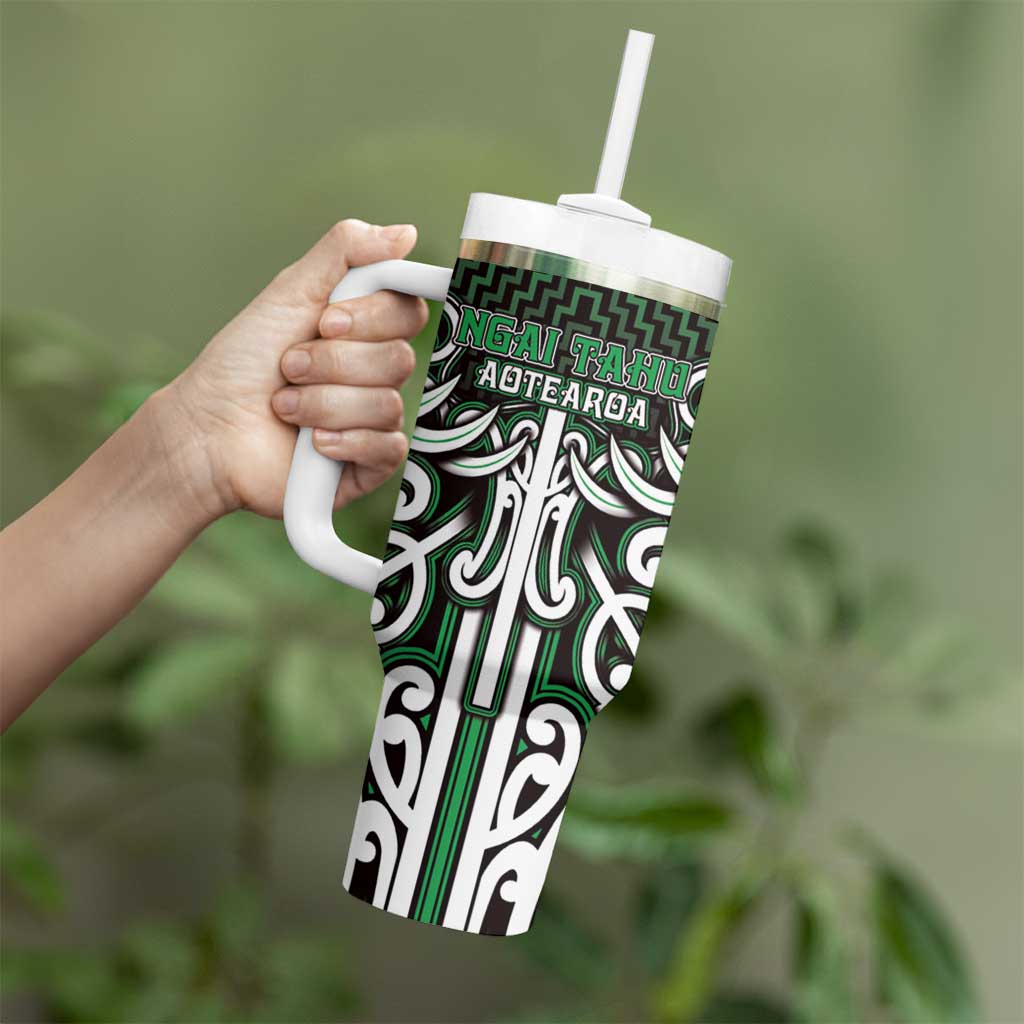 Custom Aotearoa Ngai Tahu Tumbler With Handle Maori Tribal Pattern Mix Poutama