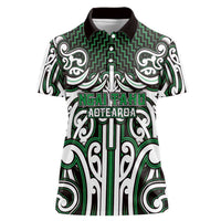Custom Aotearoa Ngai Tahu Women Polo Shirt Maori Tribal Pattern Mix Poutama LT05 Female Green - Polynesian Pride