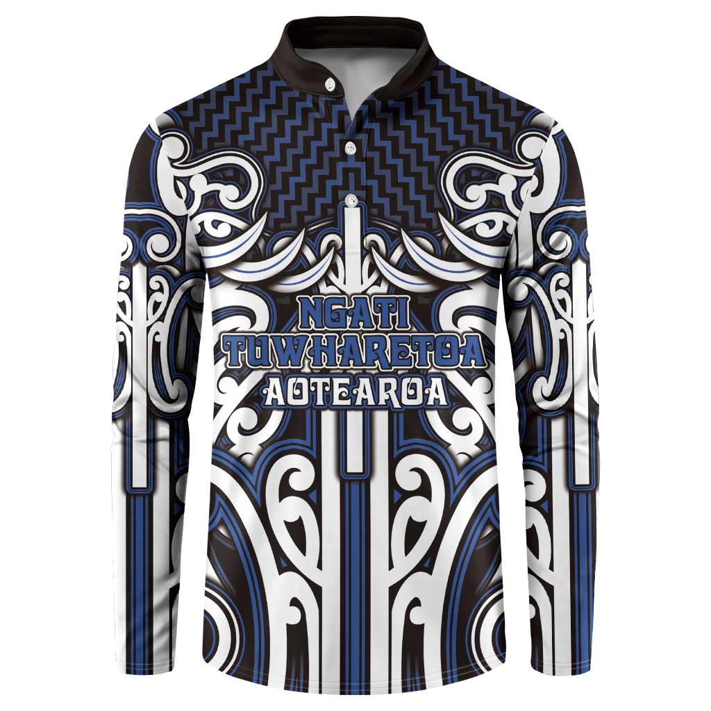 Custom Aotearoa Ngati Tuwharetoa Button Sweatshirt Maori Tribal Pattern Mix Poutama