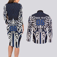 Custom Aotearoa Ngati Tuwharetoa Couples Matching Long Sleeve Bodycon Dress and Long Sleeve Button Shirt Maori Tribal Pattern Mix Poutama LT05 - Polynesian Pride