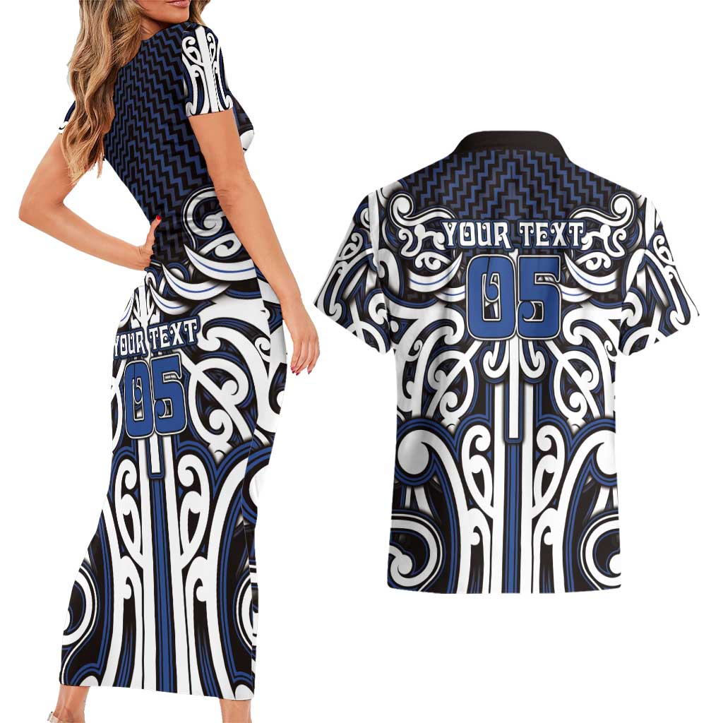 Custom Aotearoa Ngati Tuwharetoa Couples Matching Short Sleeve Bodycon Dress and Hawaiian Shirt Maori Tribal Pattern Mix Poutama LT05 - Polynesian Pride