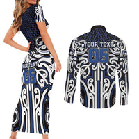 Custom Aotearoa Ngati Tuwharetoa Couples Matching Short Sleeve Bodycon Dress and Long Sleeve Button Shirt Maori Tribal Pattern Mix Poutama LT05 - Polynesian Pride