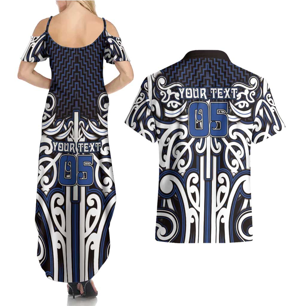 Custom Aotearoa Ngati Tuwharetoa Couples Matching Summer Maxi Dress and Hawaiian Shirt Maori Tribal Pattern Mix Poutama LT05 - Polynesian Pride