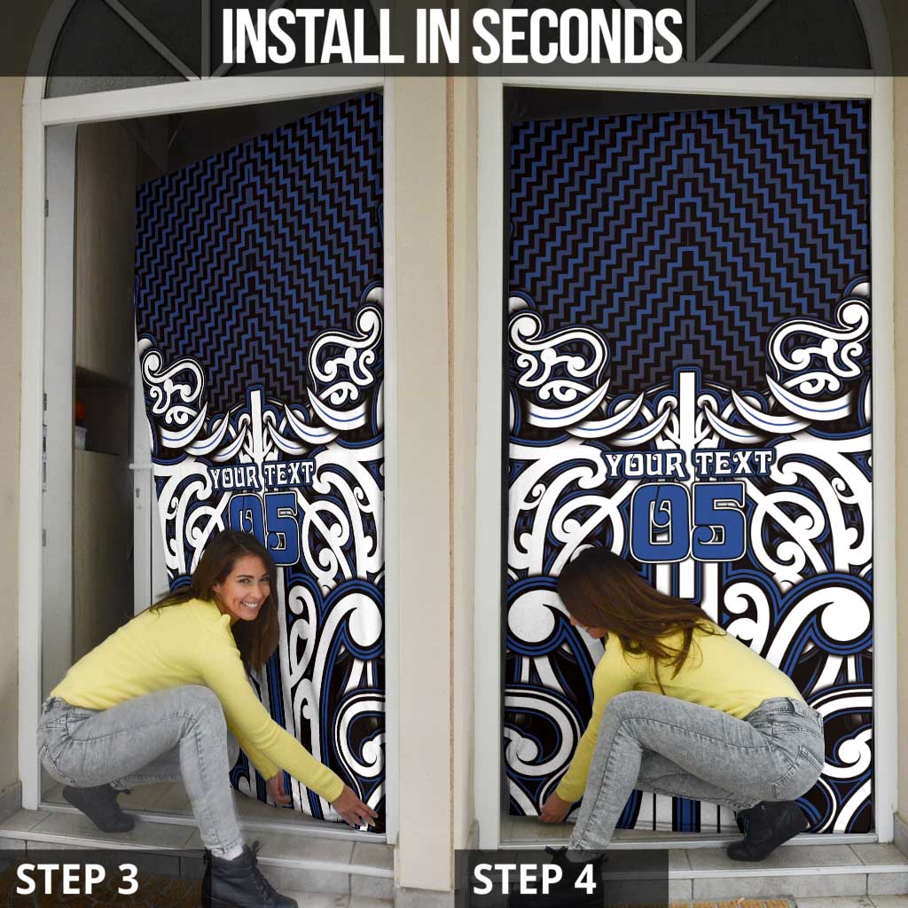 Custom Aotearoa Ngati Tuwharetoa Door Cover Maori Tribal Pattern Mix Poutama