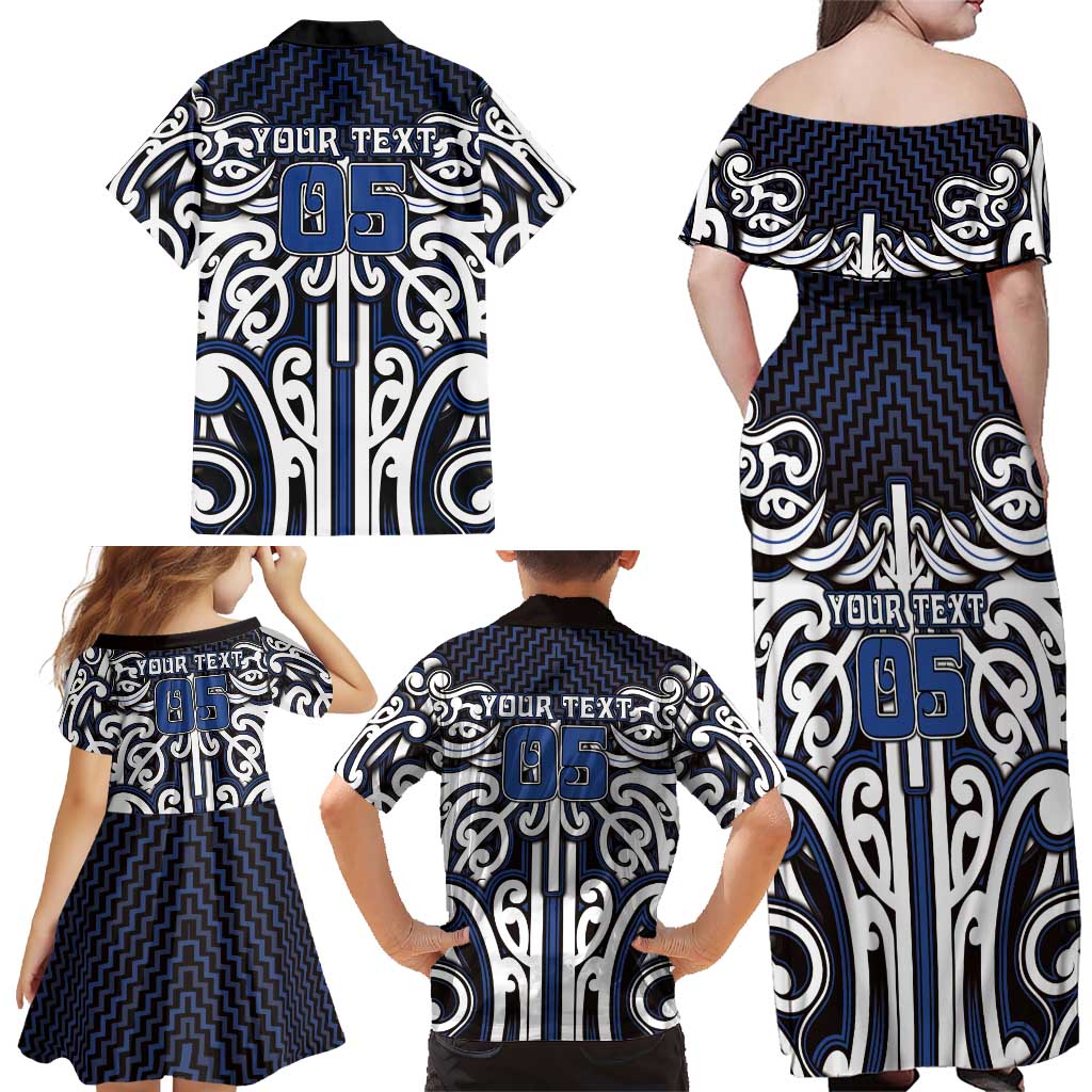 Custom Aotearoa Ngati Tuwharetoa Family Matching Off Shoulder Maxi Dress and Hawaiian Shirt Maori Tribal Pattern Mix Poutama LT05 - Polynesian Pride