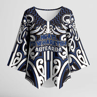 Custom Aotearoa Ngati Tuwharetoa Kimono Sleeve Blouse Maori Tribal Pattern Mix Poutama