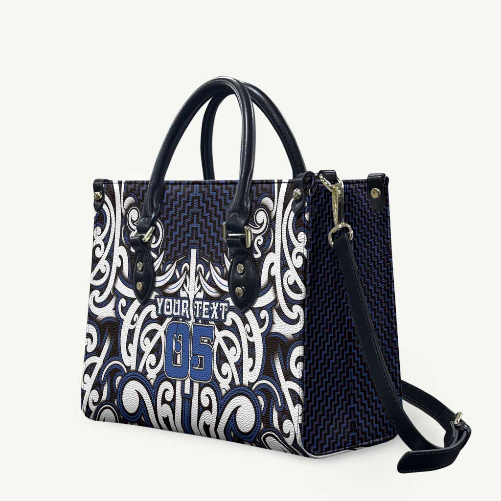 Custom Aotearoa Ngati Tuwharetoa Leather Bag Maori Tribal Pattern Mix Poutama