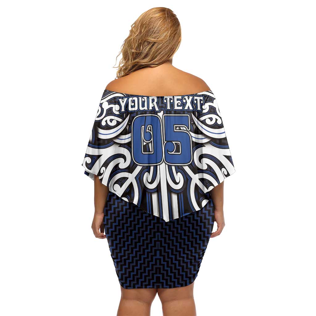 Custom Aotearoa Ngati Tuwharetoa Off Shoulder Short Dress Maori Tribal Pattern Mix Poutama