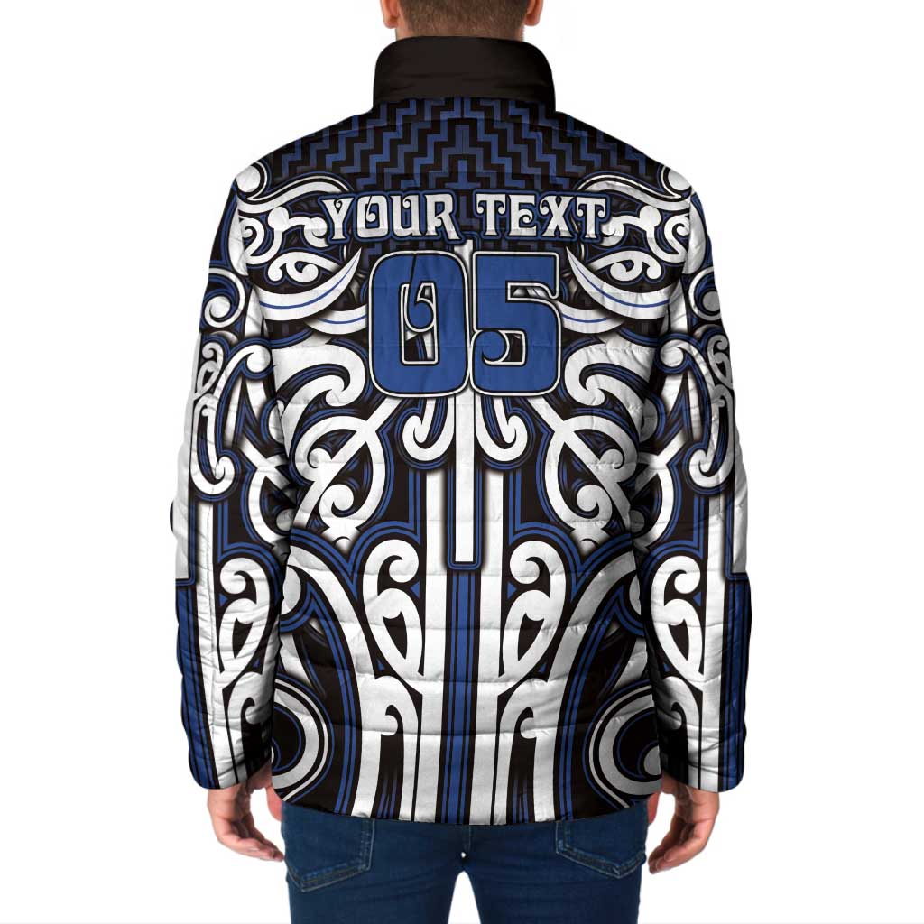Custom Aotearoa Ngati Tuwharetoa Padded Jacket Maori Tribal Pattern Mix Poutama