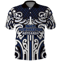 Custom Aotearoa Ngati Tuwharetoa Polo Shirt Maori Tribal Pattern Mix Poutama LT05 Navy - Polynesian Pride