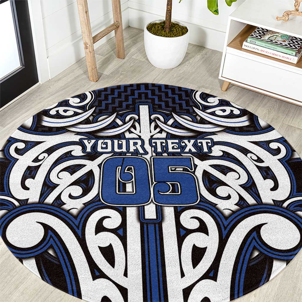Custom Aotearoa Ngati Tuwharetoa Round Carpet Maori Tribal Pattern Mix Poutama