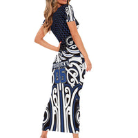 Custom Aotearoa Ngati Tuwharetoa Short Sleeve Bodycon Dress Maori Tribal Pattern Mix Poutama LT05 - Polynesian Pride