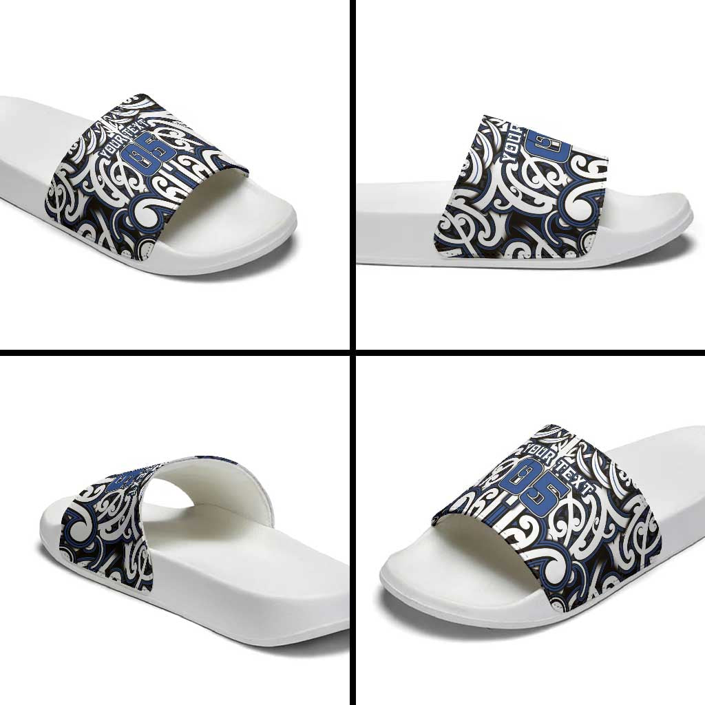 Custom Aotearoa Ngati Tuwharetoa Slide Sandals Maori Tribal Pattern Mix Poutama
