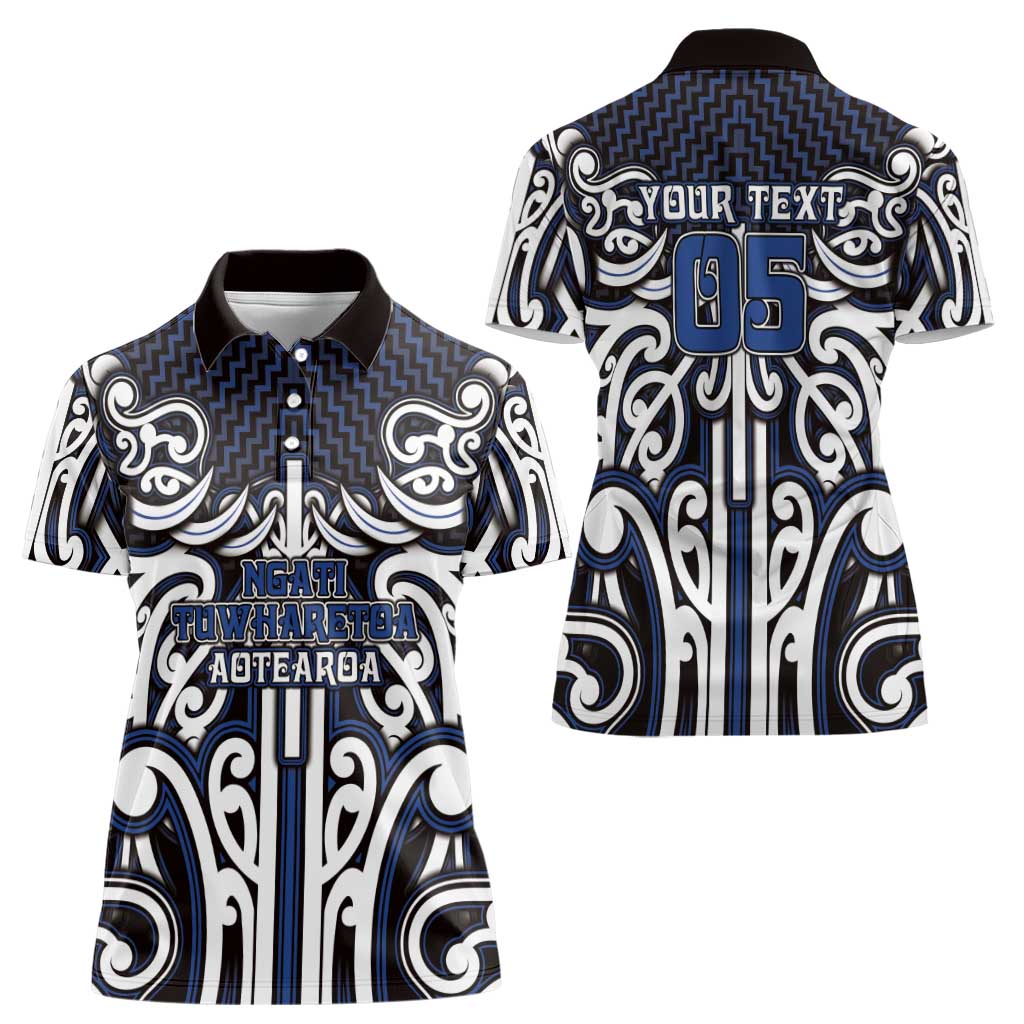 Custom Aotearoa Ngati Tuwharetoa Women Polo Shirt Maori Tribal Pattern Mix Poutama LT05 - Polynesian Pride