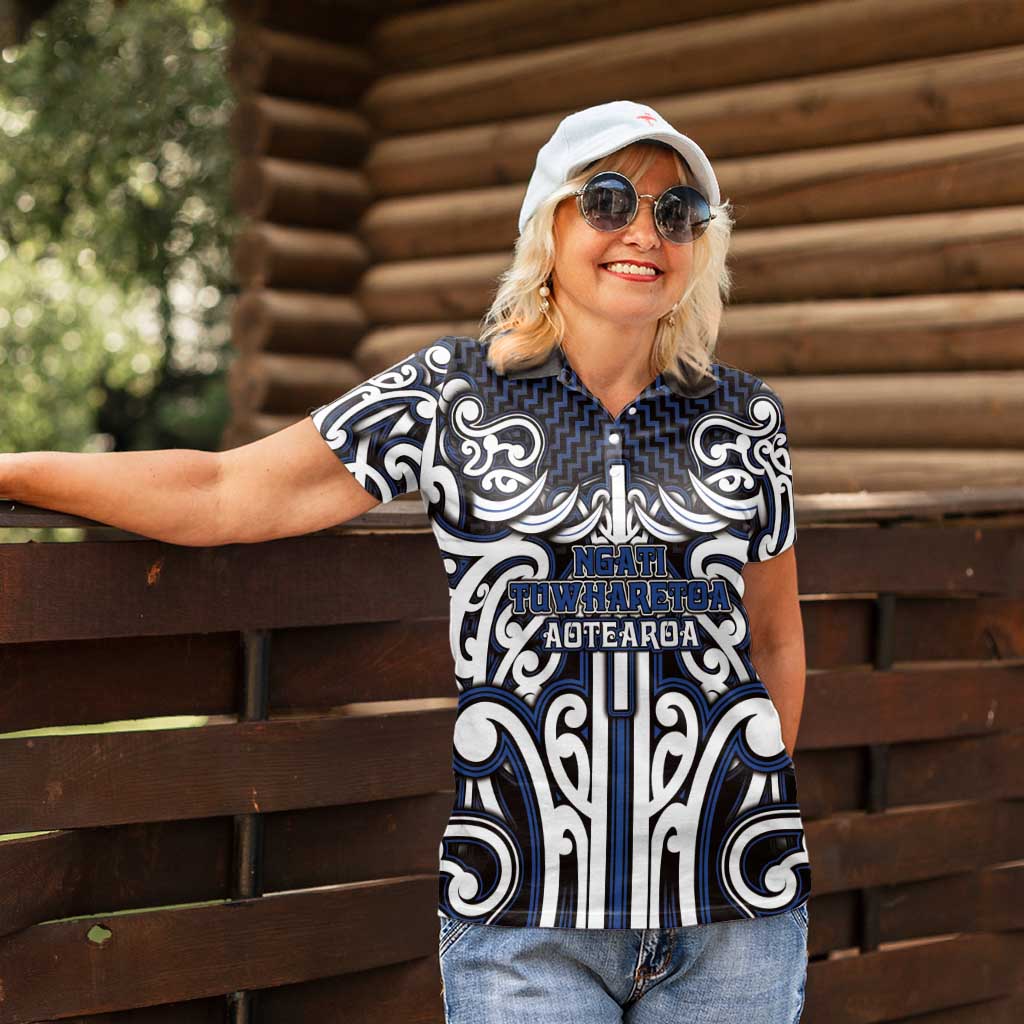 Custom Aotearoa Ngati Tuwharetoa Women Polo Shirt Maori Tribal Pattern Mix Poutama LT05 - Polynesian Pride