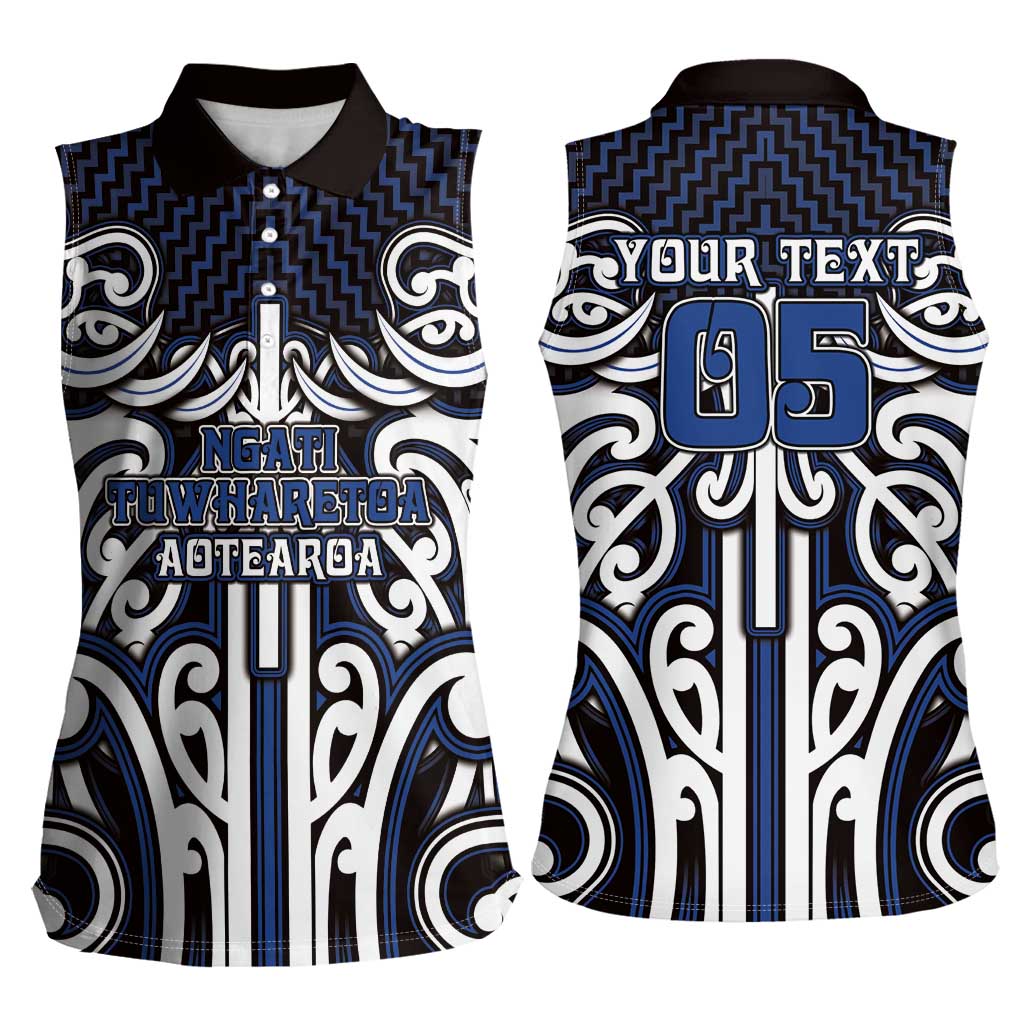 Custom Aotearoa Ngati Tuwharetoa Women Sleeveless Polo Shirt Maori Tribal Pattern Mix Poutama LT05 - Polynesian Pride