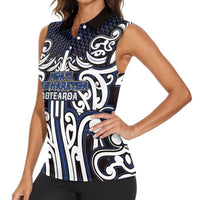 Custom Aotearoa Ngati Tuwharetoa Women Sleeveless Polo Shirt Maori Tribal Pattern Mix Poutama LT05 - Polynesian Pride
