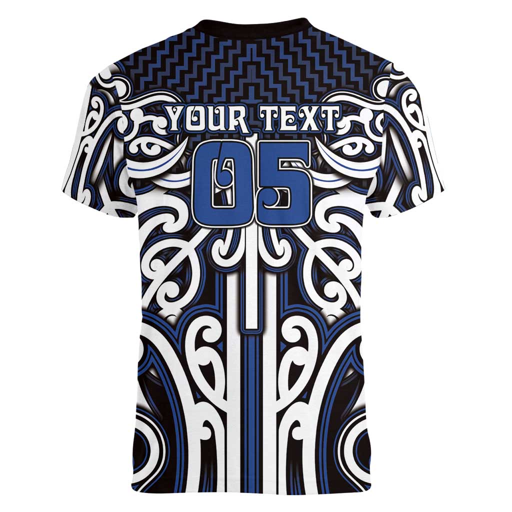 Custom Aotearoa Ngati Tuwharetoa Women V-Neck T-Shirt Maori Tribal Pattern Mix Poutama LT05 - Polynesian Pride