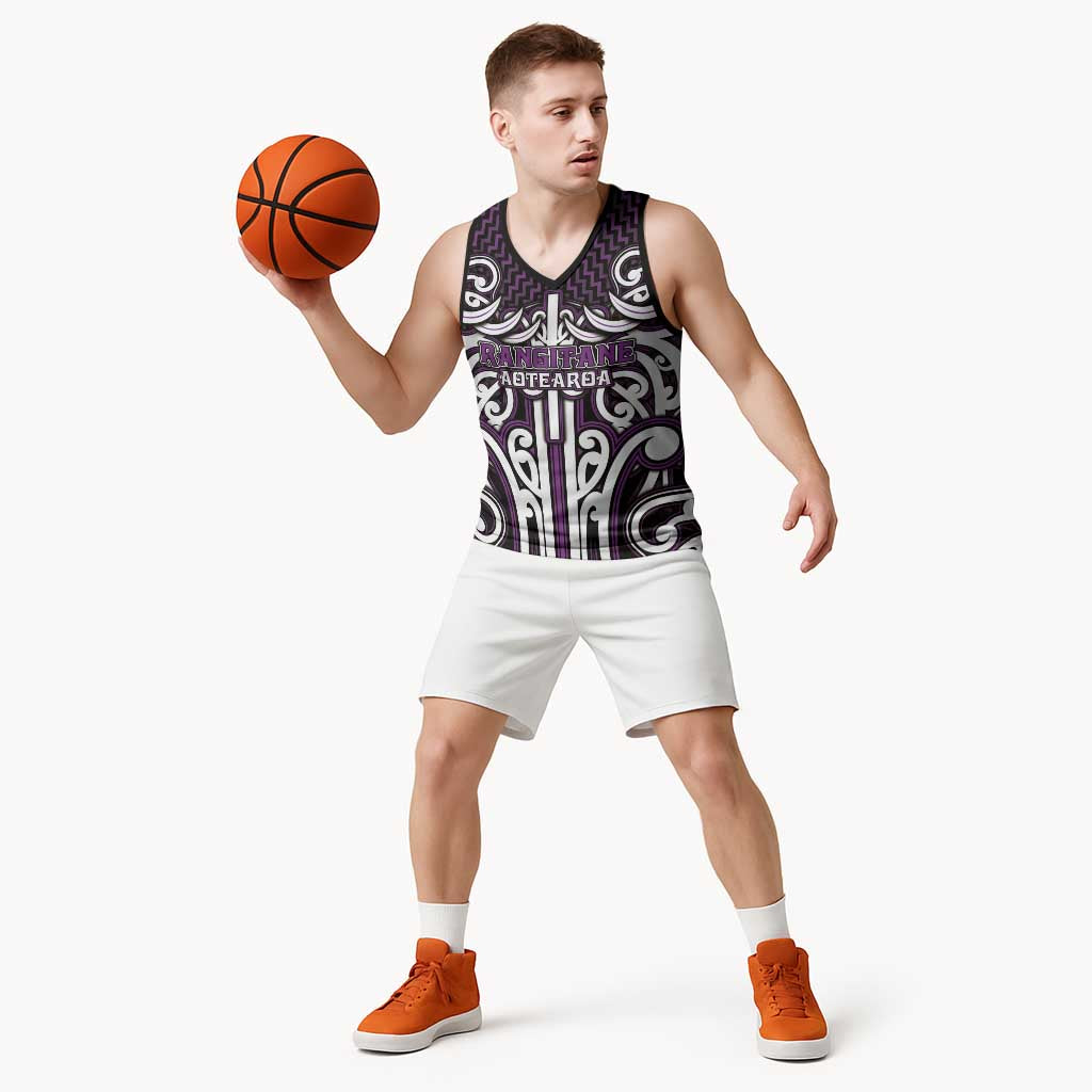 Custom Aotearoa Rangitane Basketball Jersey Maori Tribal Pattern Mix Poutama