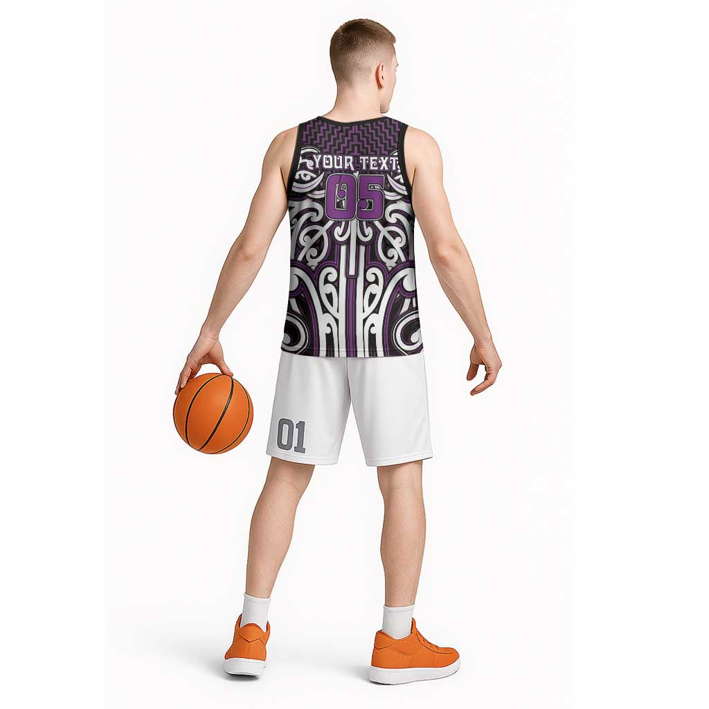 Custom Aotearoa Rangitane Basketball Jersey Maori Tribal Pattern Mix Poutama