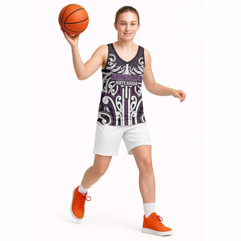 Custom Aotearoa Rangitane Basketball Jersey Maori Tribal Pattern Mix Poutama