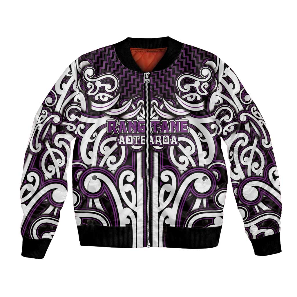 Custom Aotearoa Rangitane Bomber Jacket Maori Tribal Pattern Mix Poutama