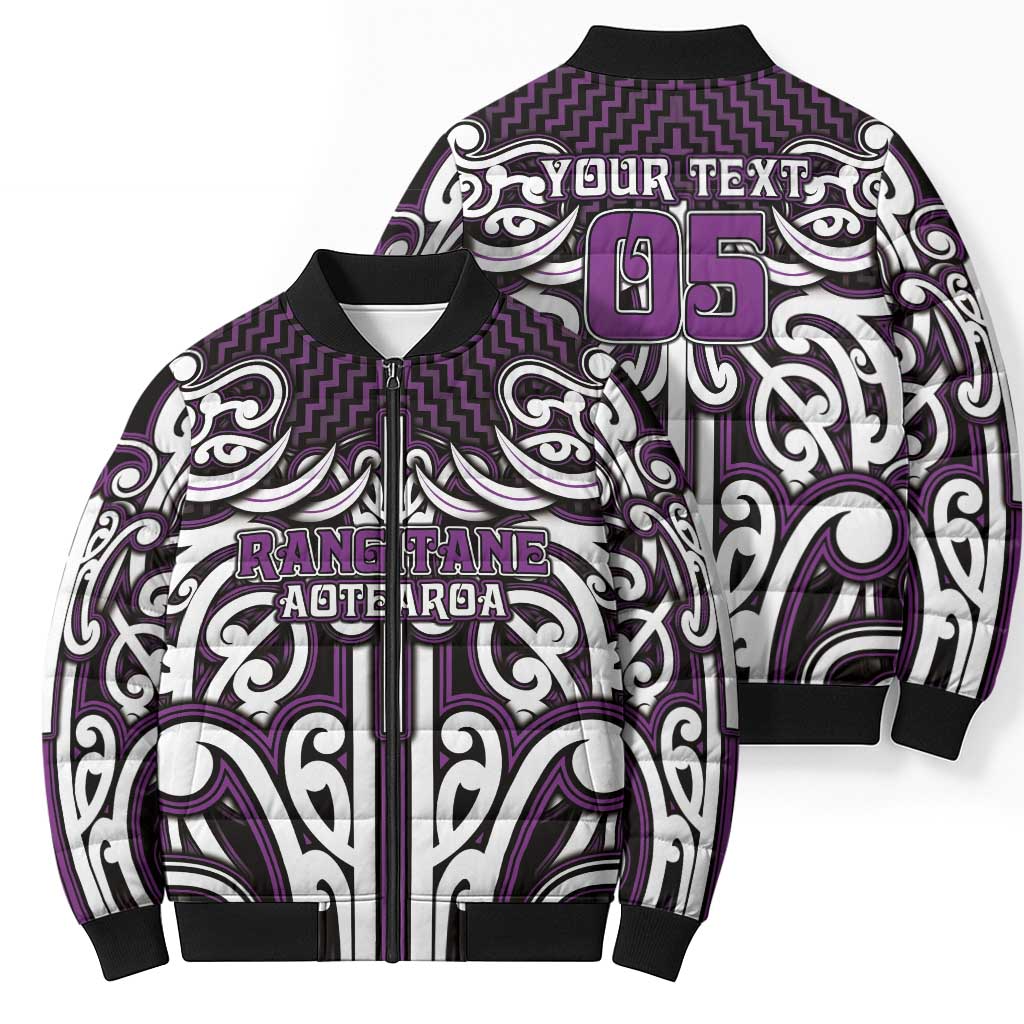 Custom Aotearoa Rangitane Bomber Puffer Jacket Maori Tribal Pattern Mix Poutama