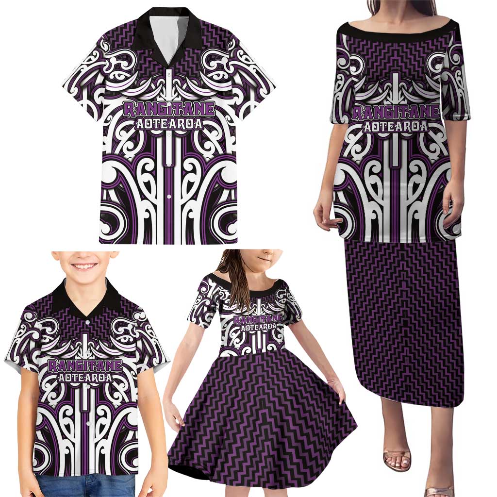 Custom Aotearoa Rangitane Family Matching Puletasi and Hawaiian Shirt Maori Tribal Pattern Mix Poutama LT05 - Polynesian Pride