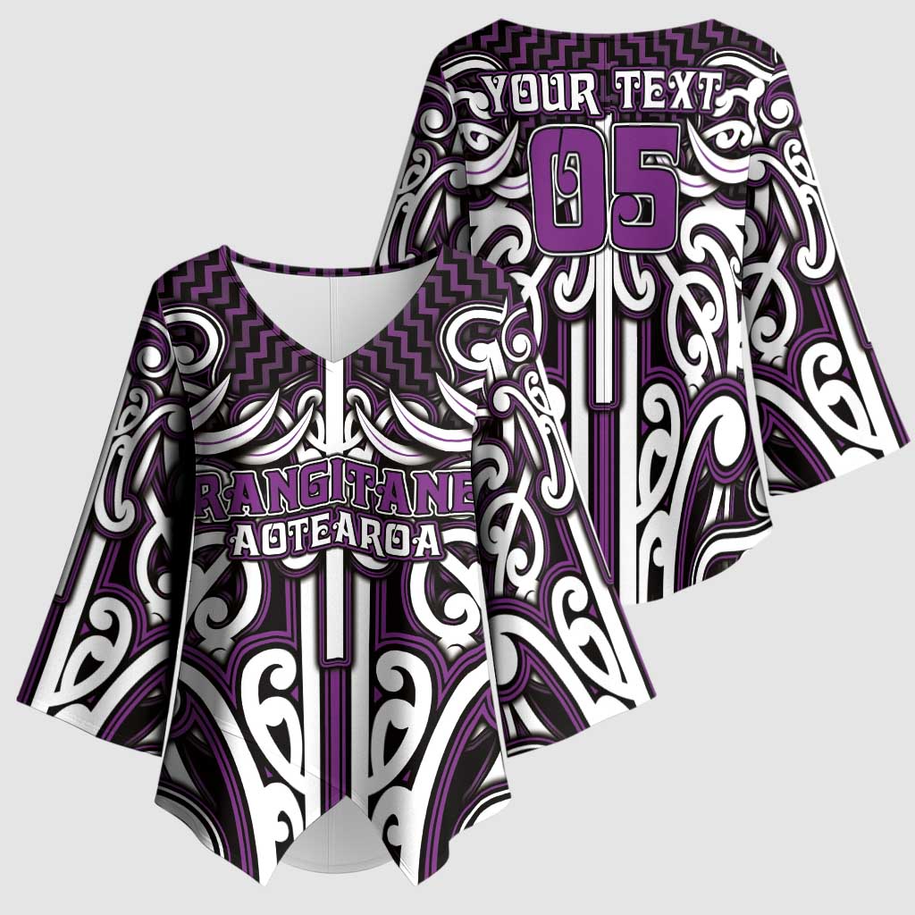 Custom Aotearoa Rangitane Kimono Sleeve Blouse Maori Tribal Pattern Mix Poutama LT05 - Polynesian Pride