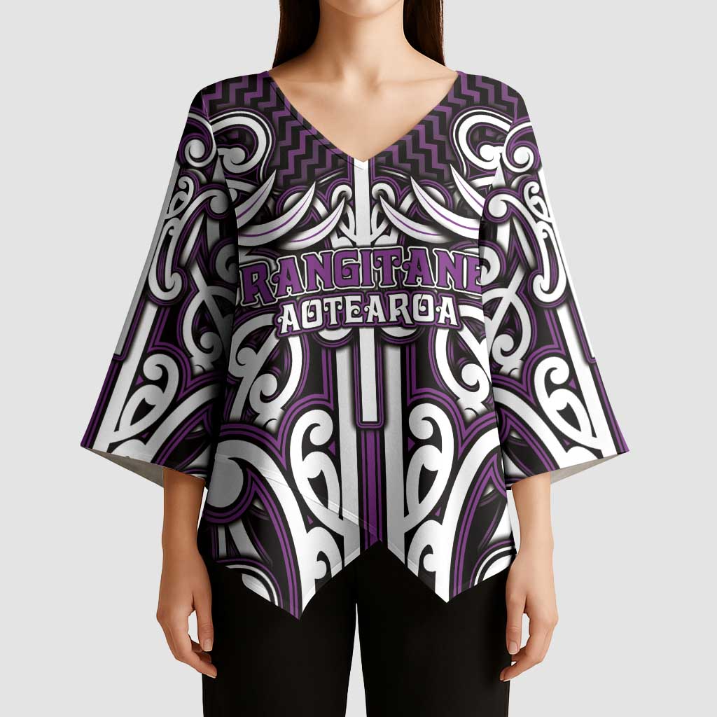 Custom Aotearoa Rangitane Kimono Sleeve Blouse Maori Tribal Pattern Mix Poutama LT05 - Polynesian Pride