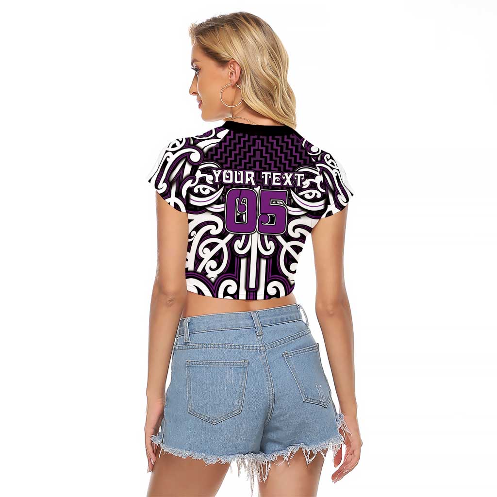 Custom Aotearoa Rangitane Raglan Cropped T Shirt Maori Tribal Pattern Mix Poutama LT05 - Polynesian Pride