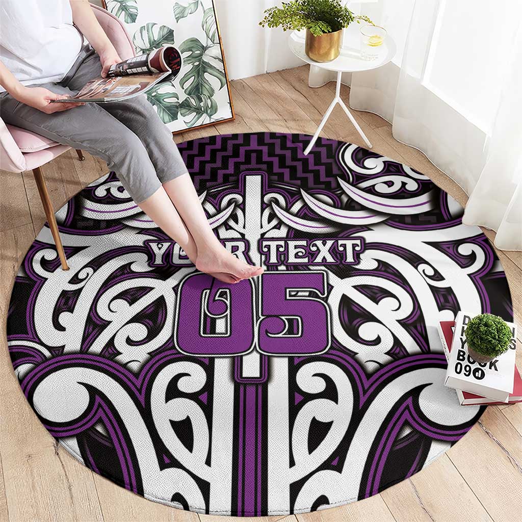 Custom Aotearoa Rangitane Round Carpet Maori Tribal Pattern Mix Poutama
