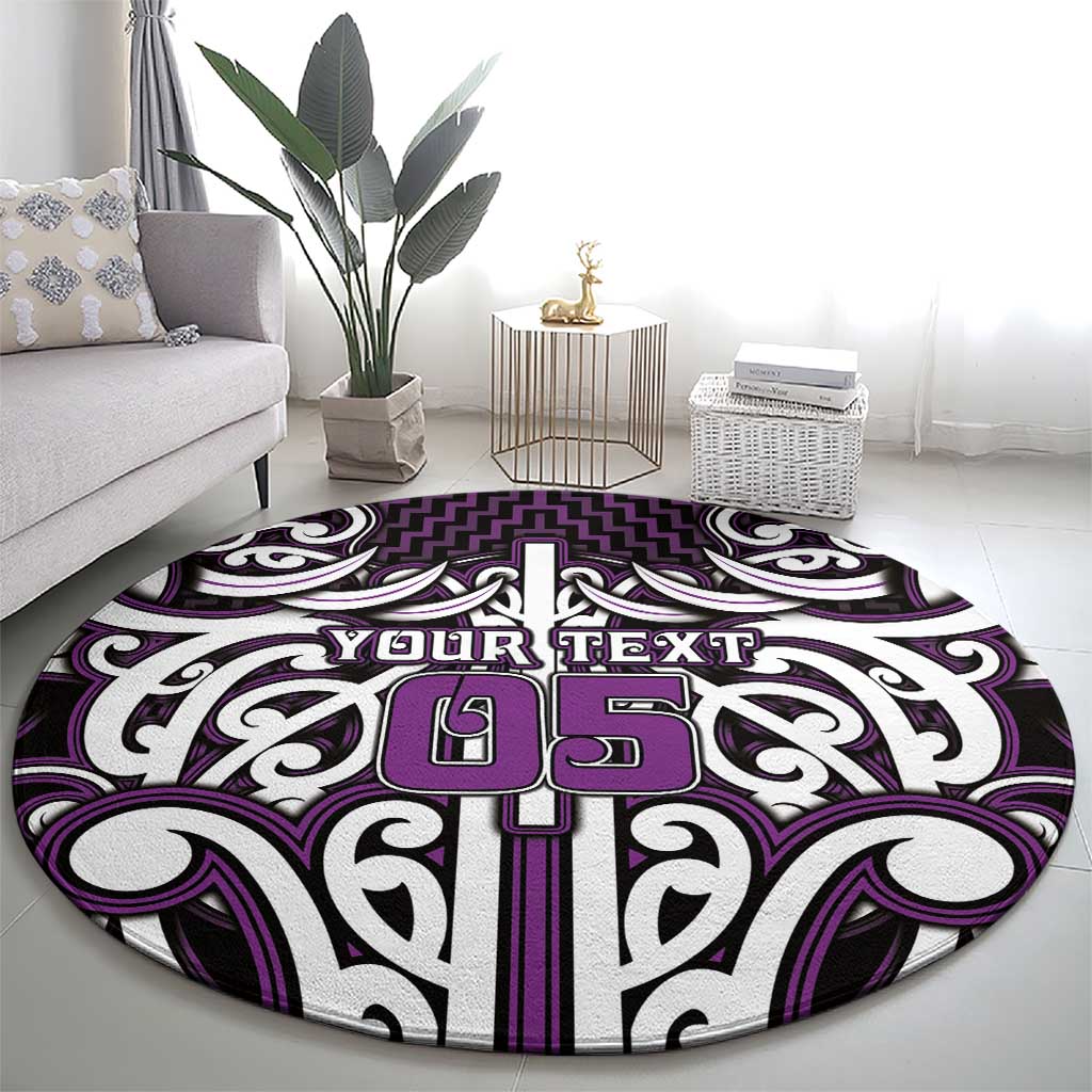 Custom Aotearoa Rangitane Round Carpet Maori Tribal Pattern Mix Poutama