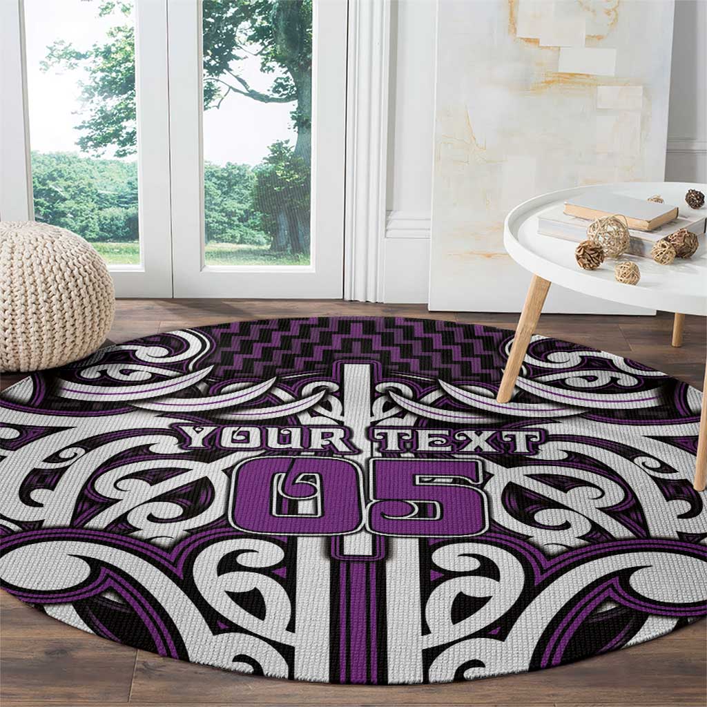 Custom Aotearoa Rangitane Round Carpet Maori Tribal Pattern Mix Poutama