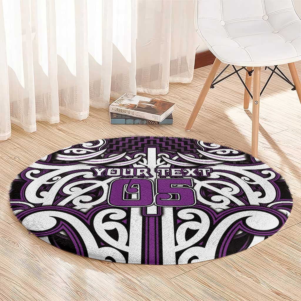 Custom Aotearoa Rangitane Round Carpet Maori Tribal Pattern Mix Poutama