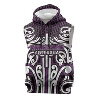 Custom Aotearoa Rangitane Sleeveless Hoodie Maori Tribal Pattern Mix Poutama