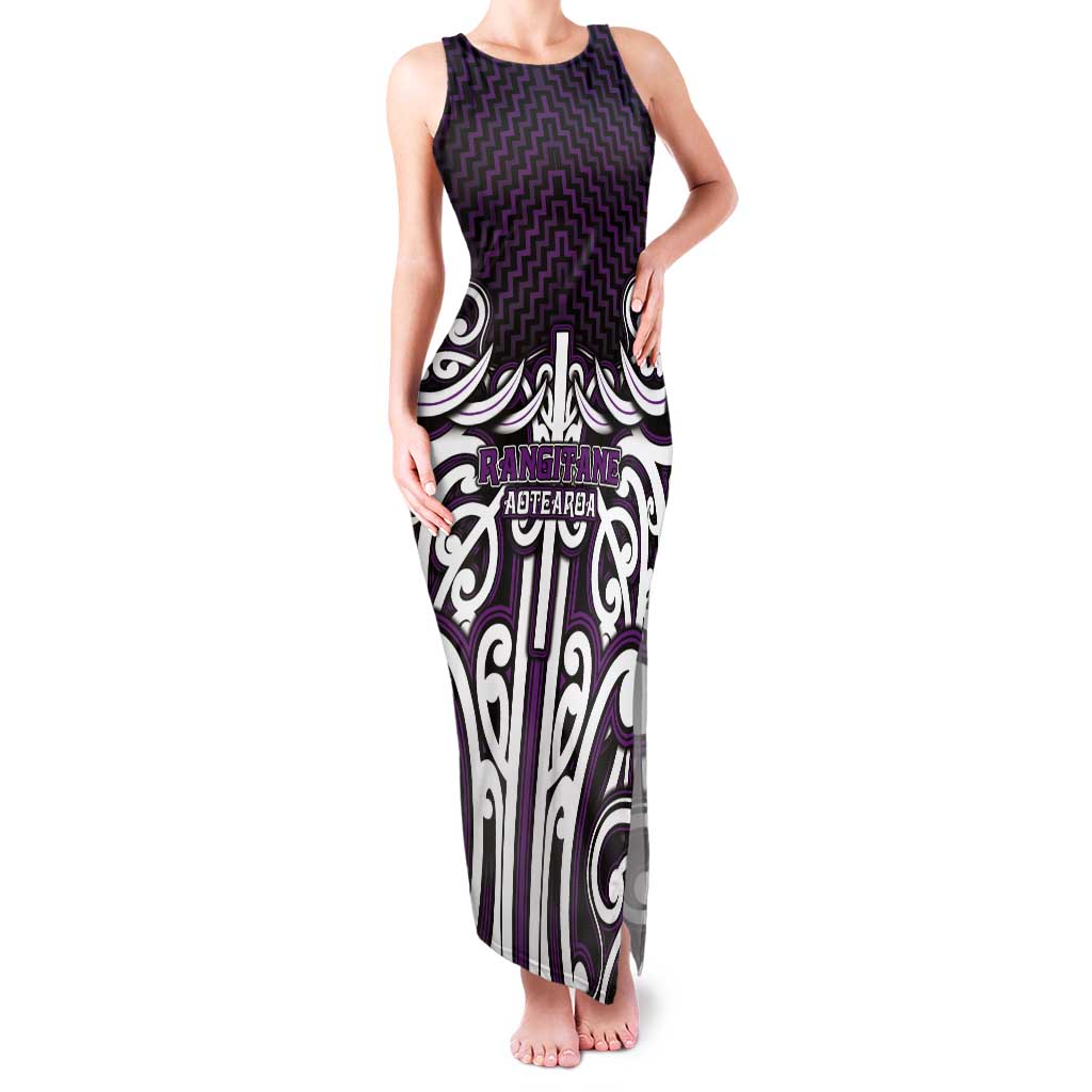 Custom Aotearoa Rangitane Tank Maxi Dress Maori Tribal Pattern Mix Poutama