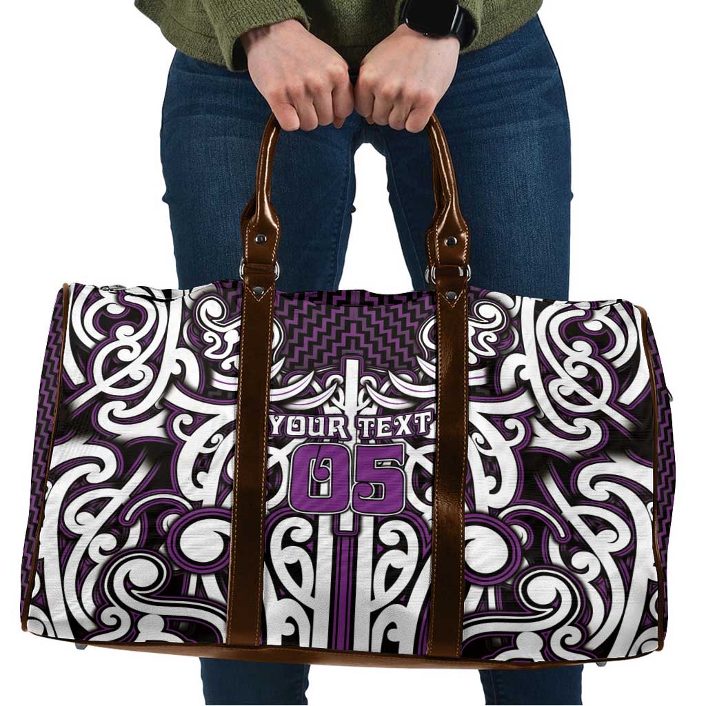 Custom Aotearoa Rangitane Travel Bag Maori Tribal Pattern Mix Poutama LT05 Purple - Polynesian Pride