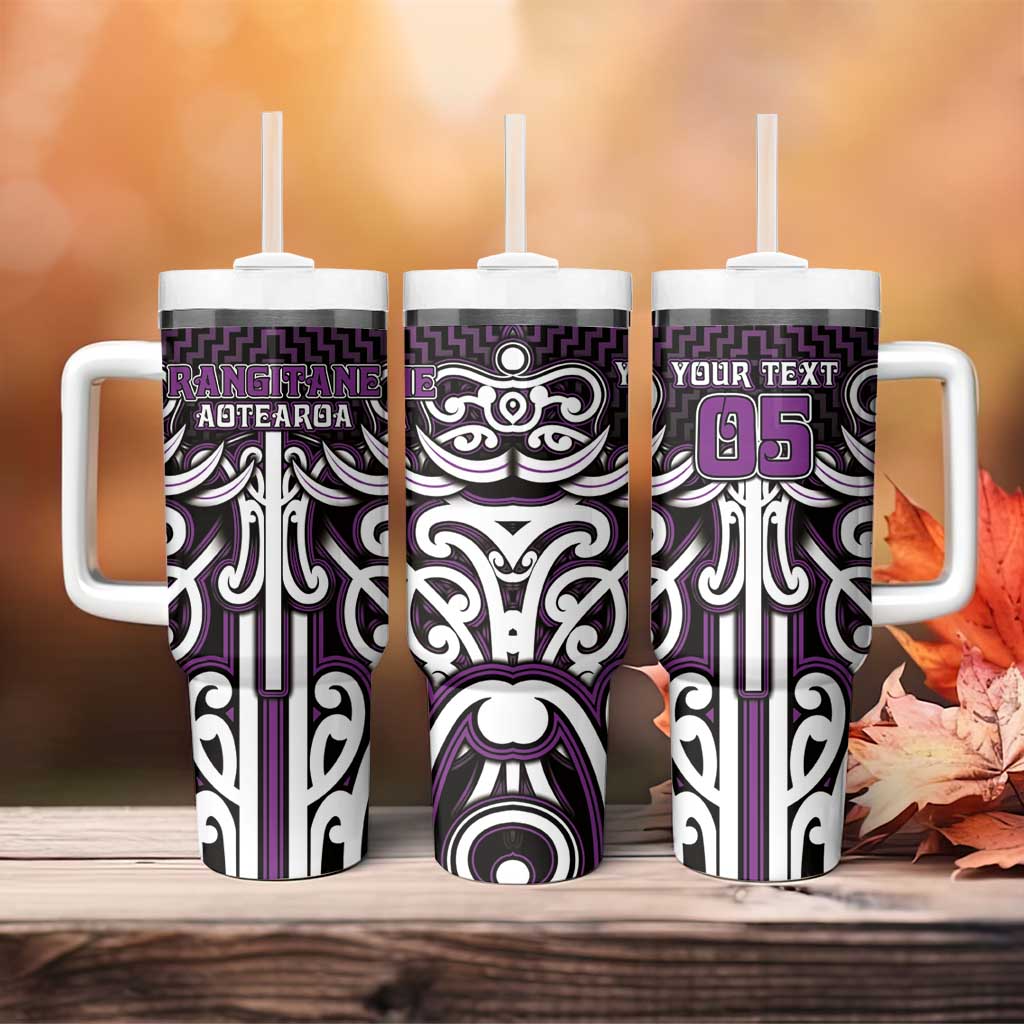 Custom Aotearoa Rangitane Tumbler With Handle Maori Tribal Pattern Mix Poutama