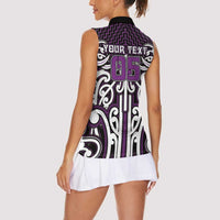 Custom Aotearoa Rangitane Women Sleeveless Polo Shirt Maori Tribal Pattern Mix Poutama